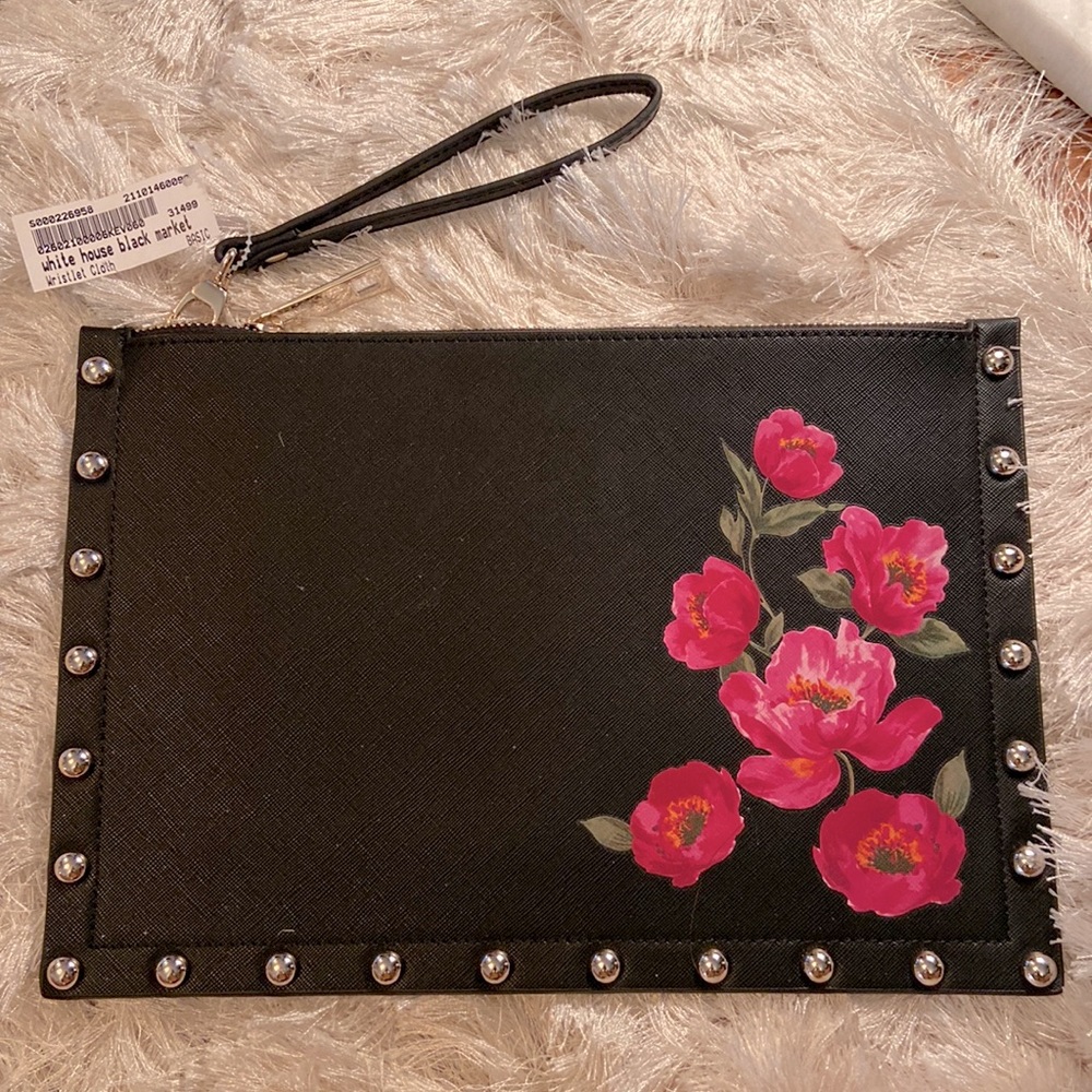 White House Black Market clutch, NWT, protective plastic still on metal zipper